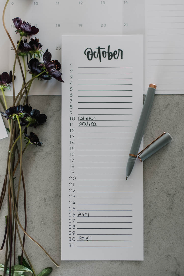 perpetual calendars for birthdays and anniversaries