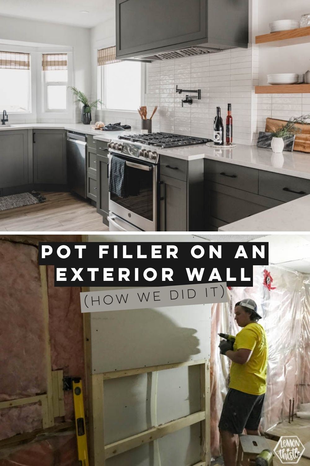 Built in pot filler on external wall