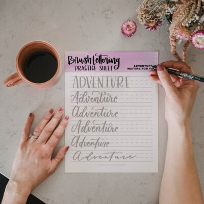 Adventure practice sheet for hand lettering