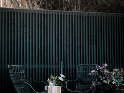 DIY concrete wall cover- with a modern patio screen!
