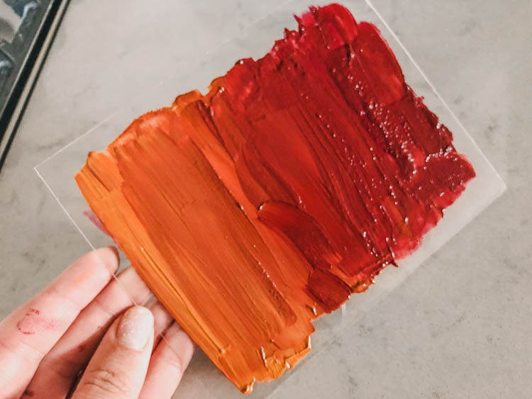 acrylic paint ombre on an acrylic sheet