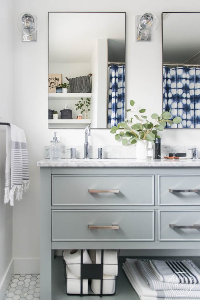 Classic Bathroom Makeover with Modern Details- love the matte black with the chrome!