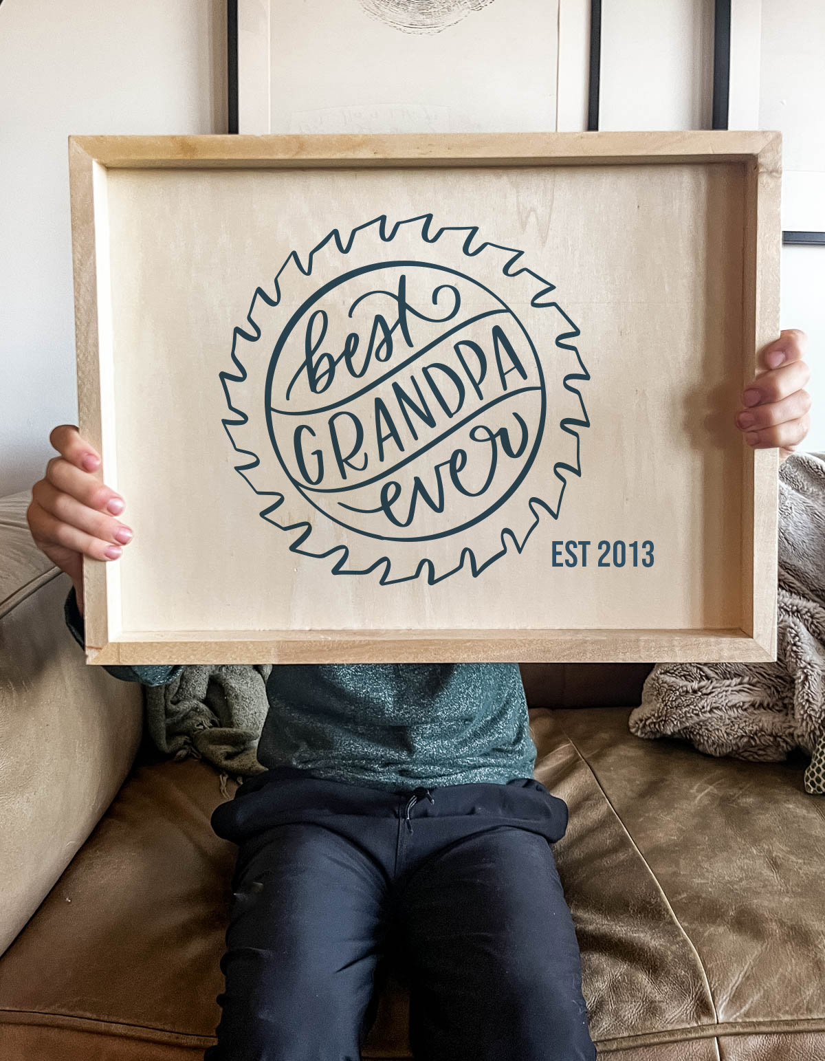 Best Grandpa Ever est 2013 DIY wooden sign with saw blade design