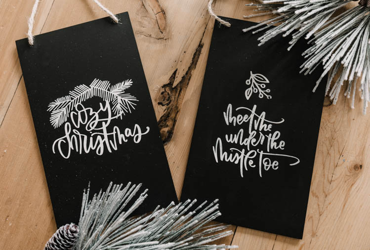 DIY Faux Chalkboard Signs & Cozy Christmas Hand Lettered SVG Bundle!