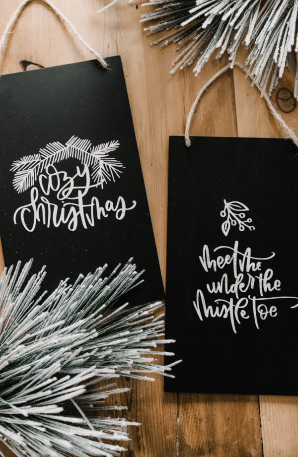 DIY Faux Chalkboard Signs & Cozy Christmas Hand Lettered SVG Bundle!
