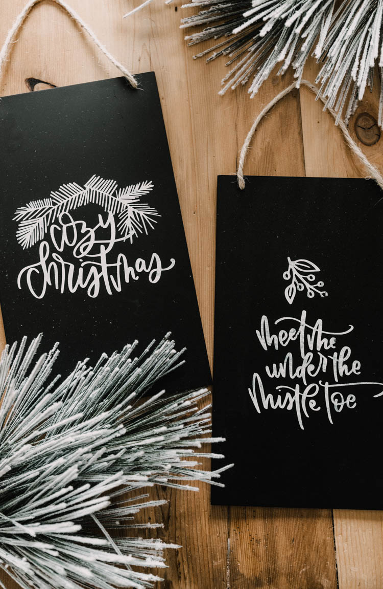 DIY Faux Chalkboard Signs & Cozy Christmas Hand Lettered SVG Bundle!