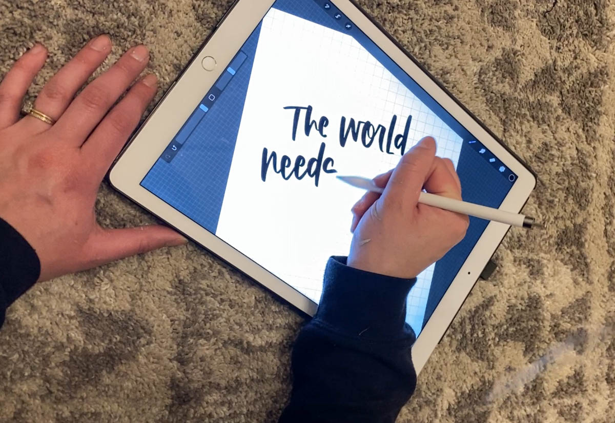 hand lettering on an ipad