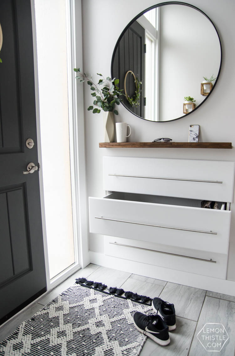 DIY Built in drawers for the entry way... so clever!