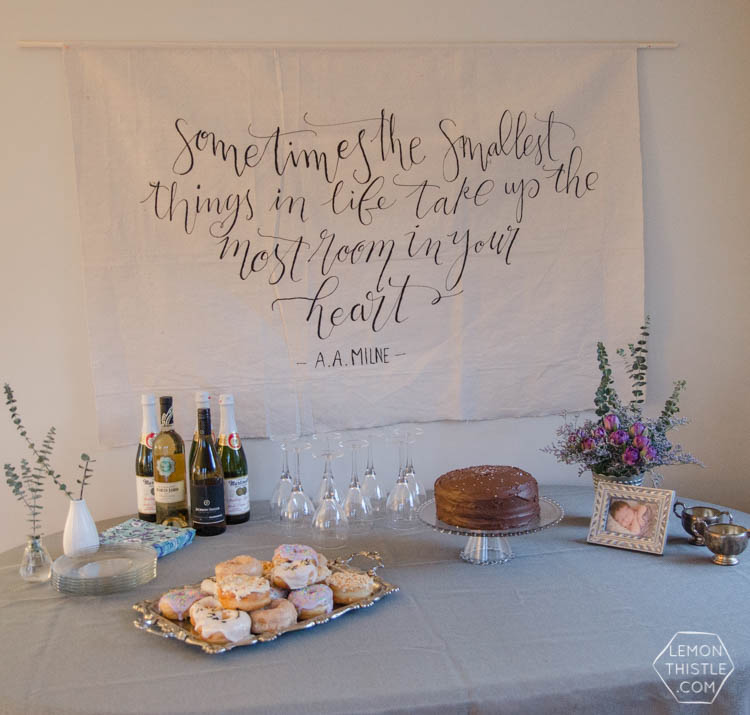 DIY giant wall hanging for simple baby shower decor