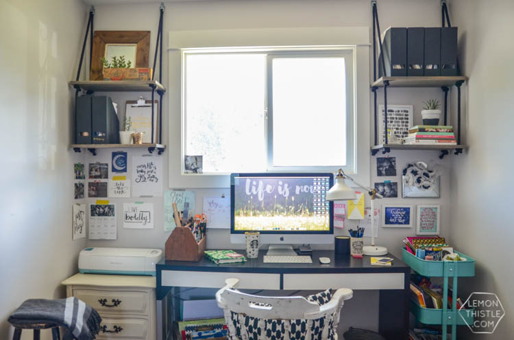 DIY Hanging Rope Shelving- such a fun alternative to a bookshelf!