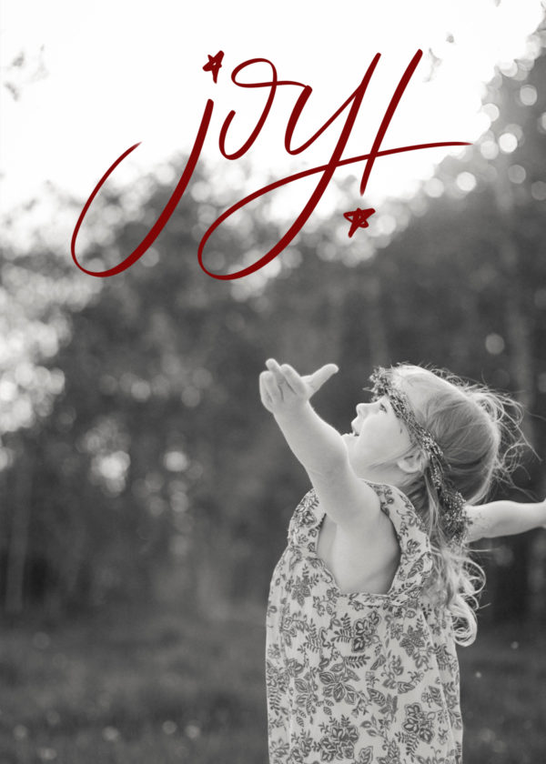 joy! hand lettered holiday card design (downloadable)