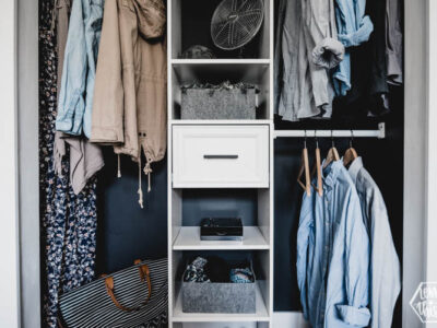 Modern Closet- simple diy makeover with black and white details