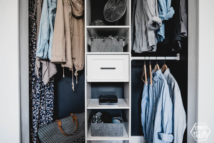 Modern Closet- simple diy makeover with black and white details