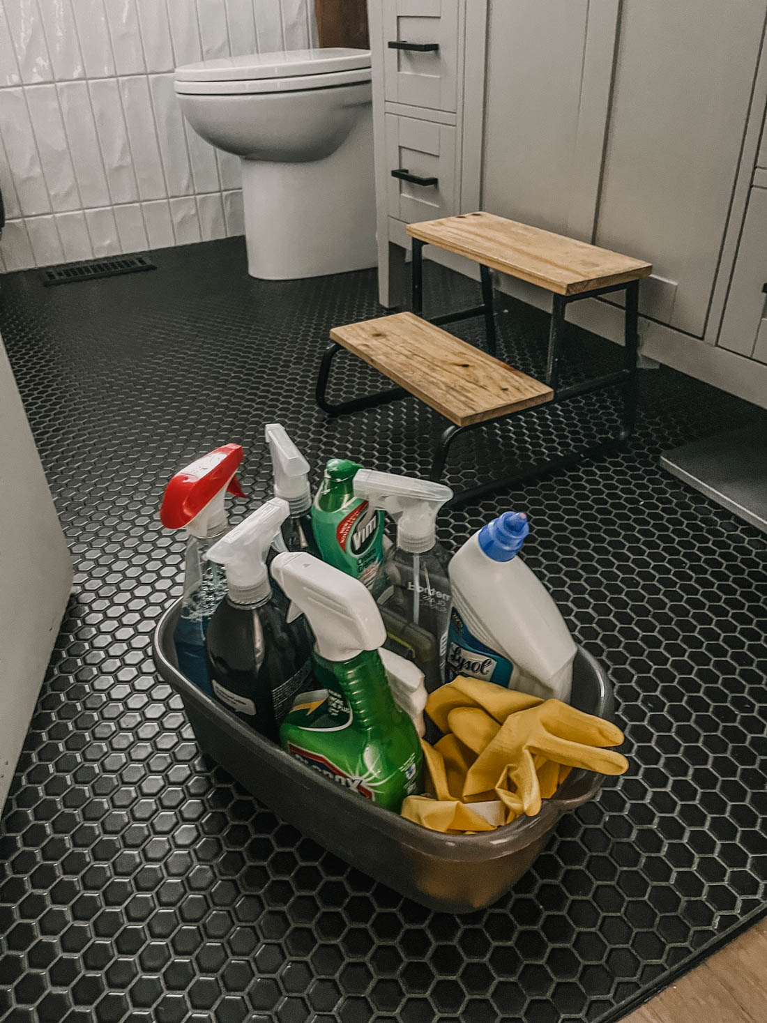 Where we store bathroom cleaners