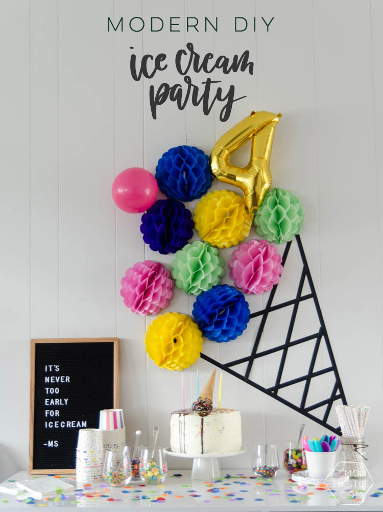 A modern DIY Ice cream party- the perfect kids birthday party- plus, it's gender neutral!