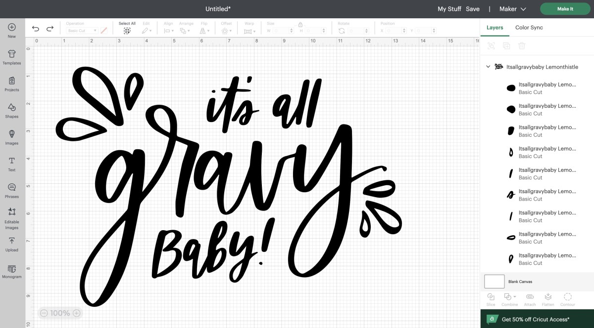 it's all gravy baby free svg file in cricut design space