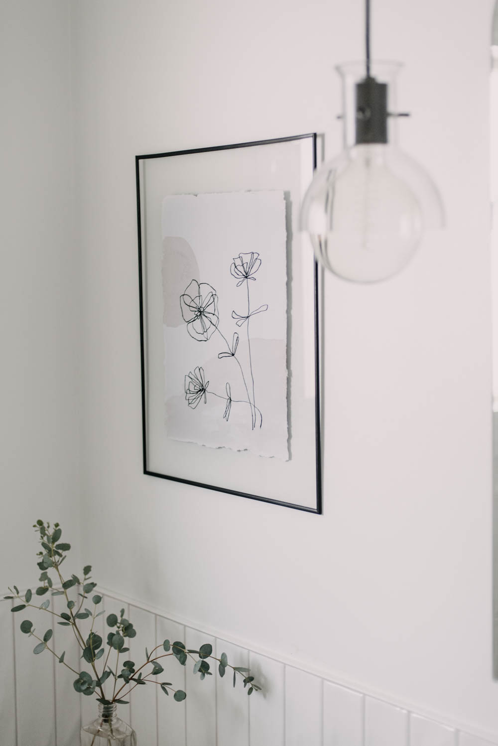 DIY Line Art and Watercolor wall decor