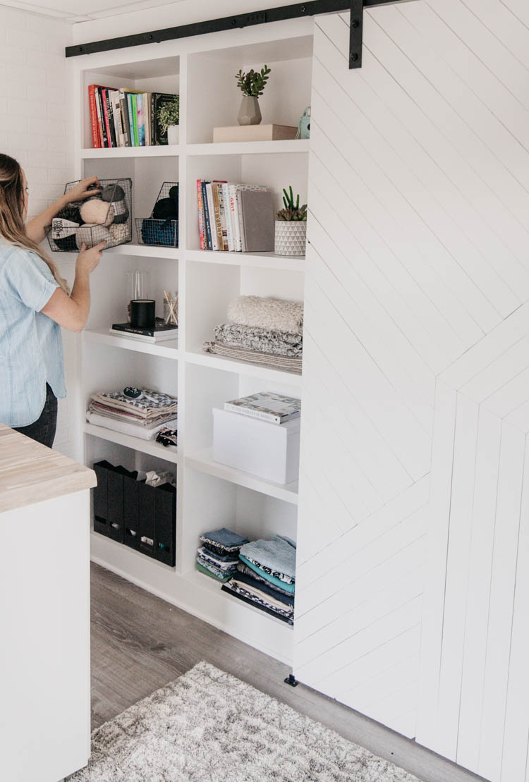 Basement studio reveal- full of diy storage and decor