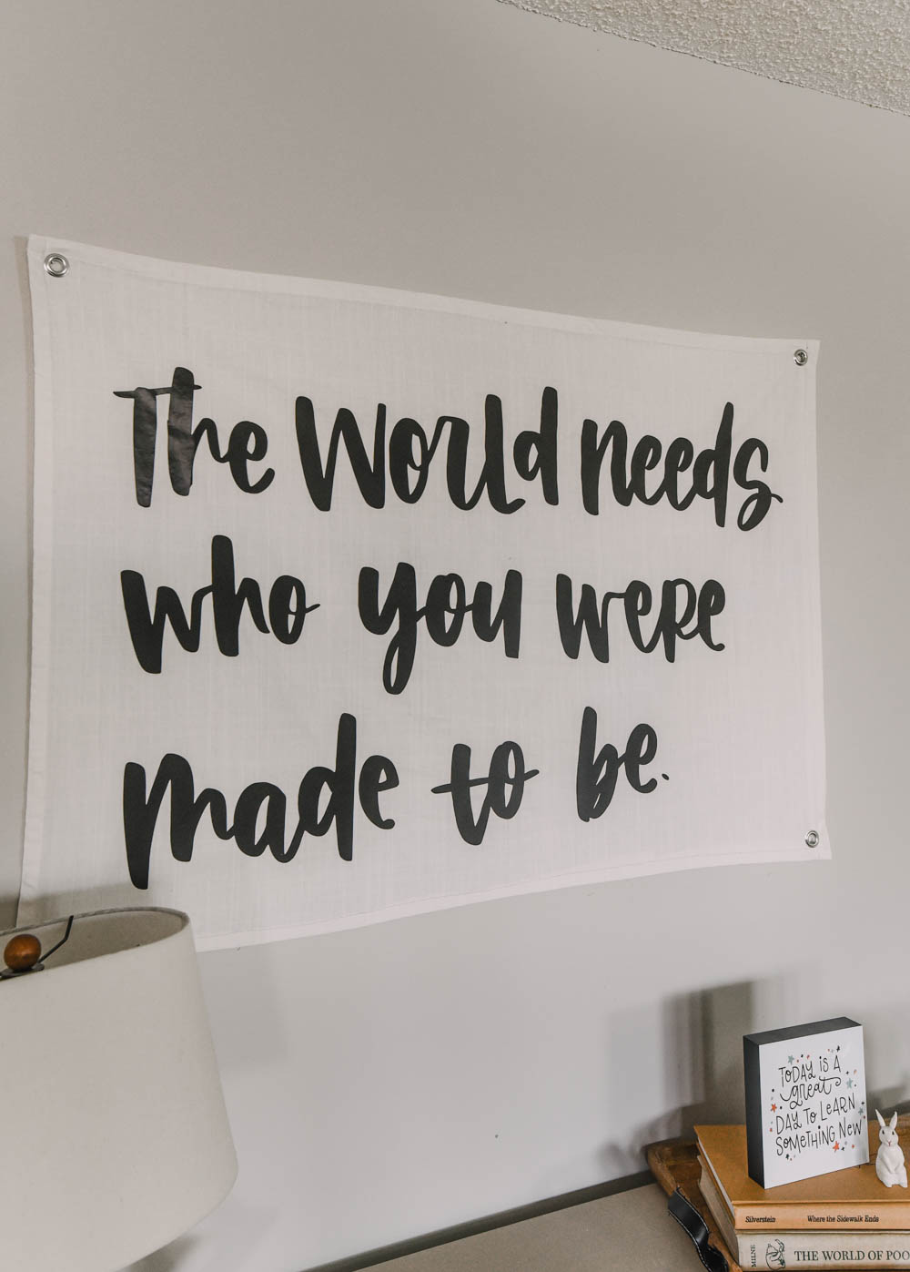 DIY wall flag for a playroom makeover
