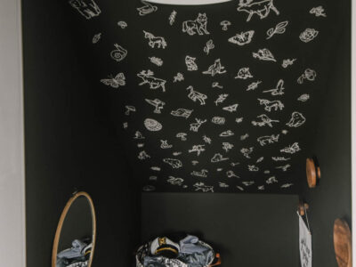 whimsical flora and fauna faux wallpaper