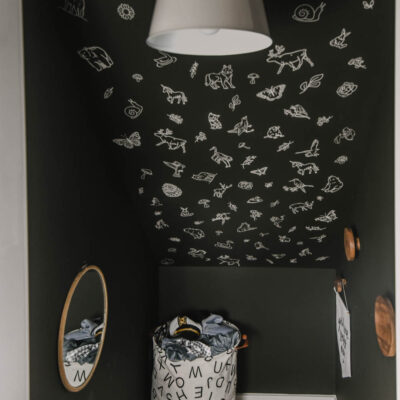 whimsical flora and fauna faux wallpaper