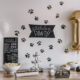 First birthday party with a puppy theme- paw print backdrop behind party table