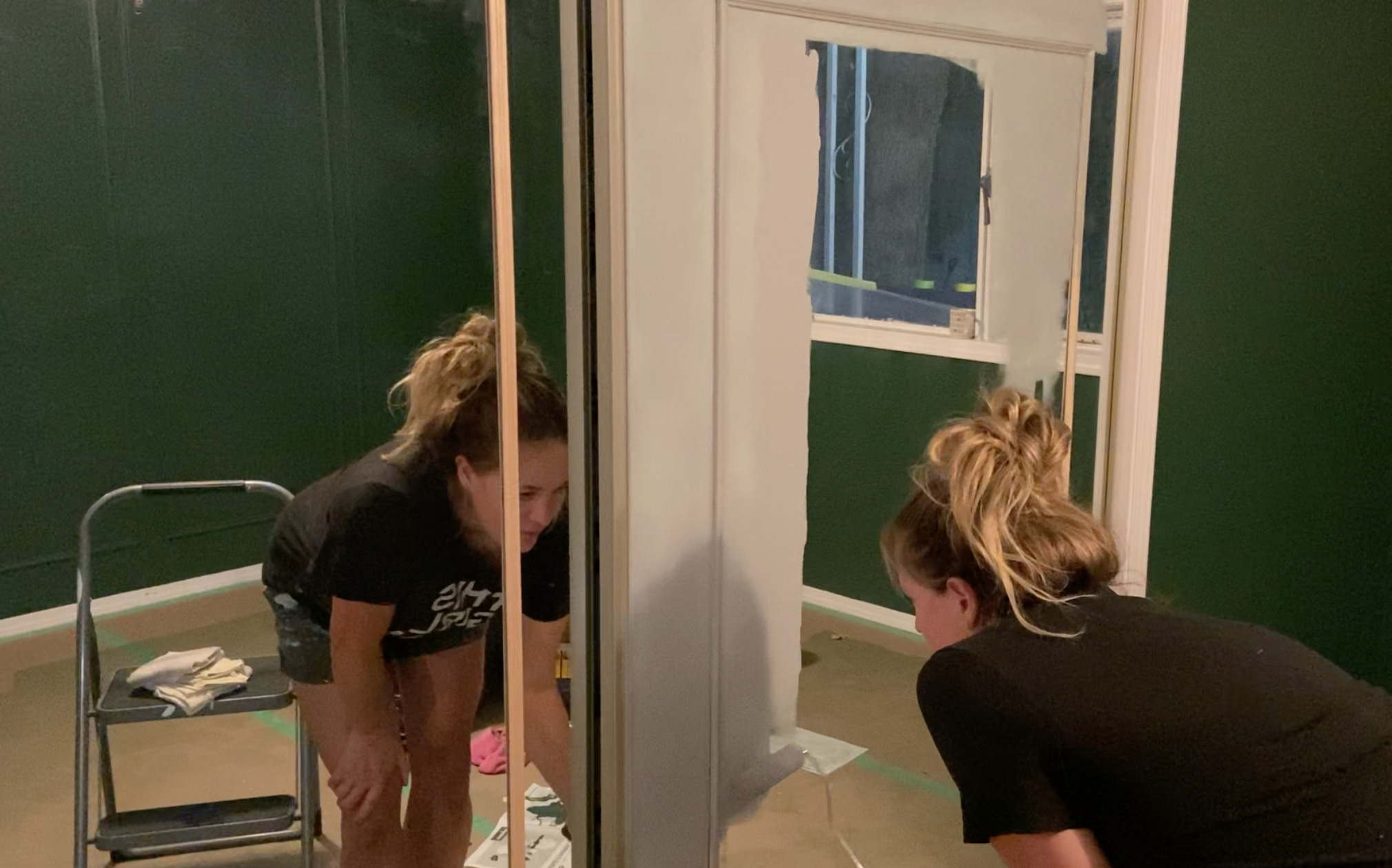 adding trim and paint to mirror doors