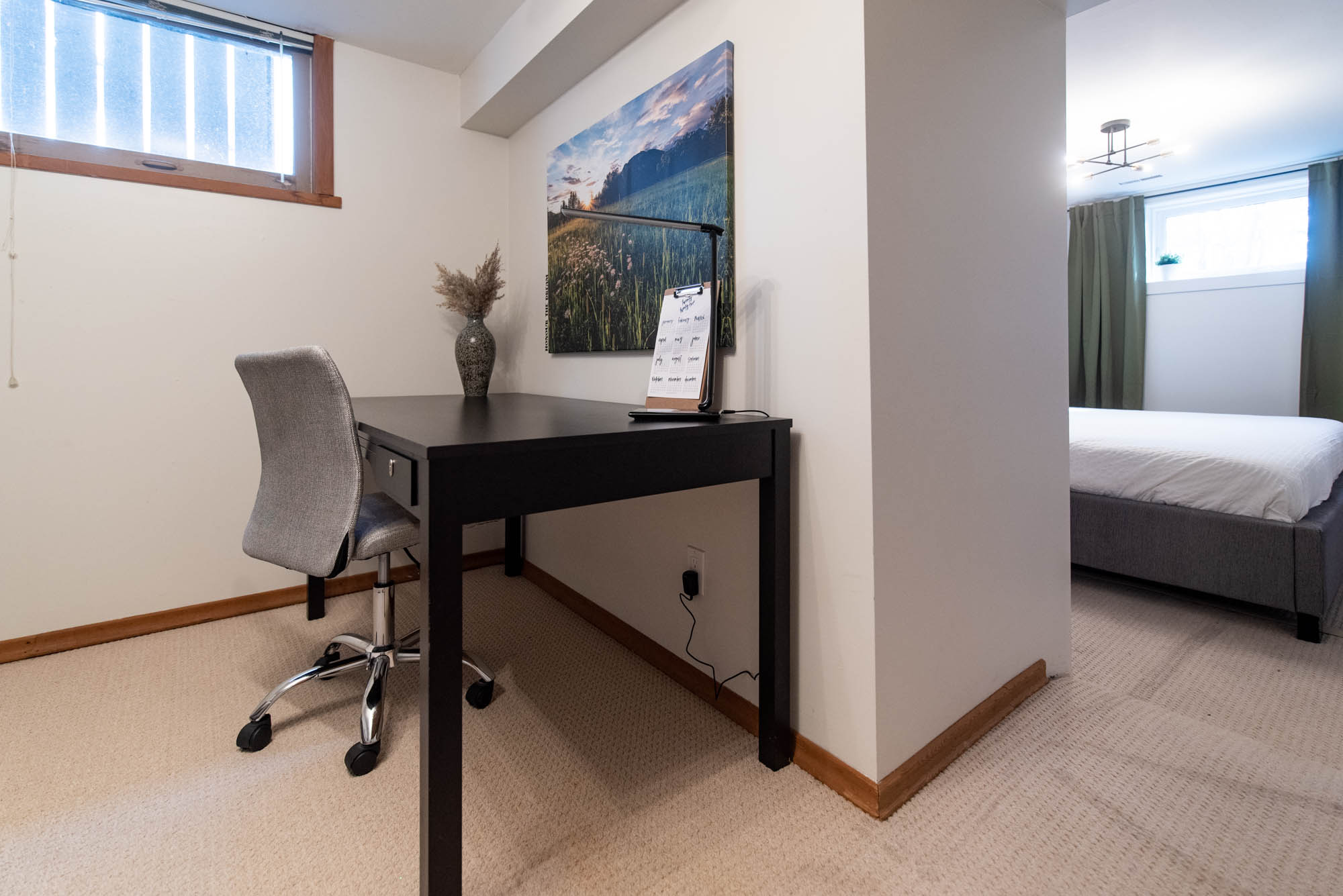 Office nook in a king bedroom