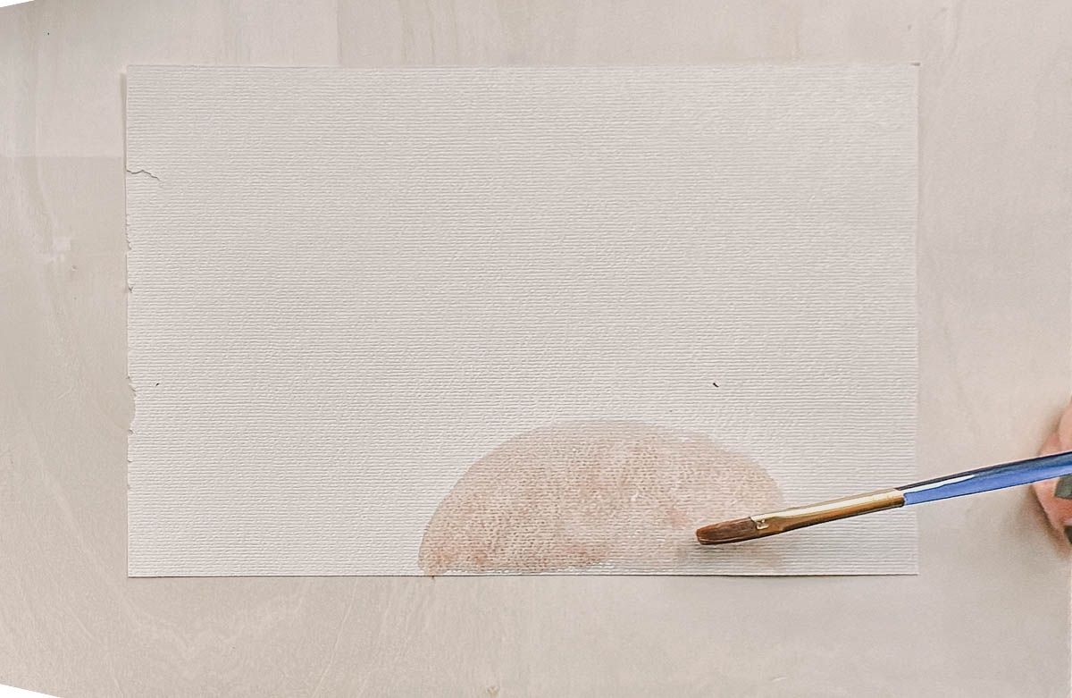Modern Minimal watercolour art for your home- painting a half circle with blush watercolor paints