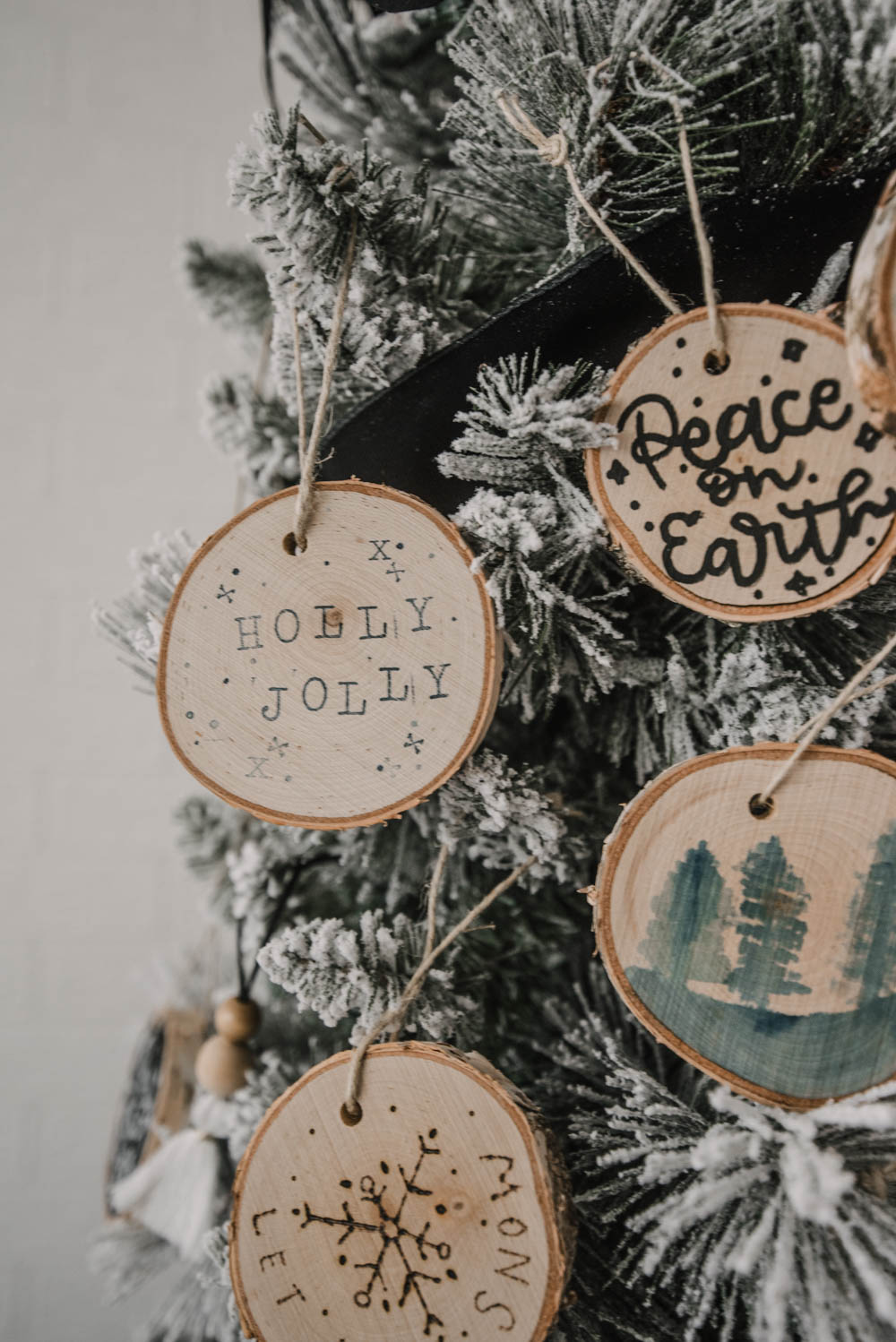 Stamped wood slice ornaments